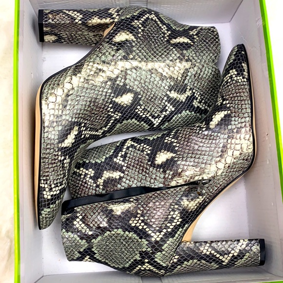 Sam Edelman Raelle Ankle Boot Snake Skin Sz. 8M NWB Green/Black Pointed Toe Shoe - Picture 11 of 11